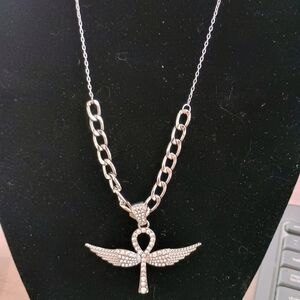 Silver Angel Wing Pendant Necklace